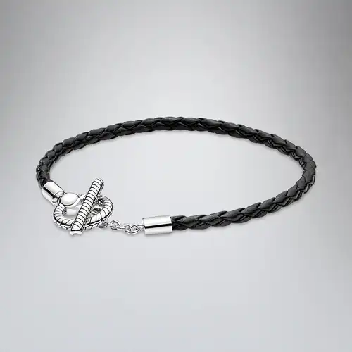 1-2-1-20-zenska-narukvica-od-srebra Ženska narukvica crna pletena sa T kopčom - Image 1