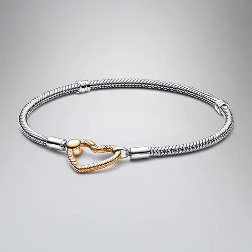 1-2-1-23-zenska-narukvica-od-srebra Ženska narukvica od srebra sa kopčom srce sa pozlatom na preklop - Image 1