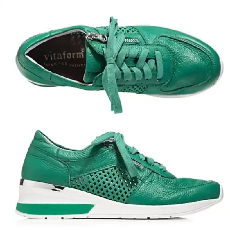 5-2-zenske-tene-patike Kožne ženske tene Vitaform, boja zelena - Image 1