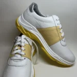 Kožne ženske tene, boja bijela sa žutim detaljima