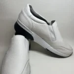 Kožne ženske tene, boja bijela bez pertli, crni đon