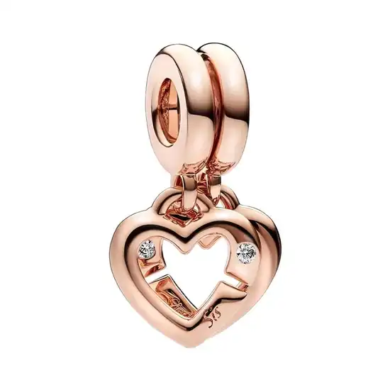 1-5-10-8-opt Privjesak za narukvicu, rose gold viseći dupli u obliku razbarenog srca - Image 1