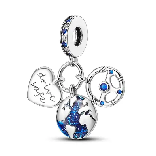 1-5-11-18- 550 Privjesak za narukvicu, viseći, volan, putovanje, zemaljska kugla - Image 1