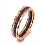 Prsten čelik tri dijela rose gold crni